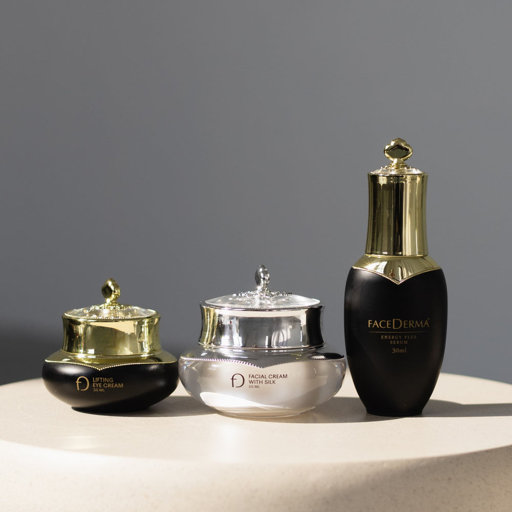 Tajemství zářivé pleti: Hedvábný krém + Energy sérum + Oční krém