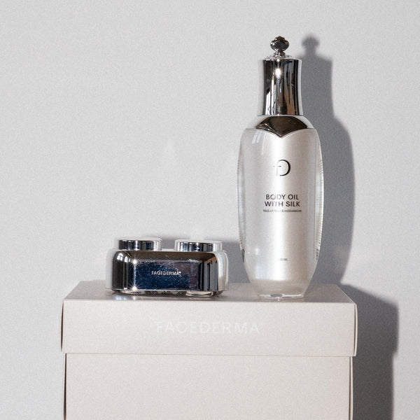 VÁNOČNÍ HYDRATAČNÍ SET: Tělový olej s hedvábím + Duo balení krémů