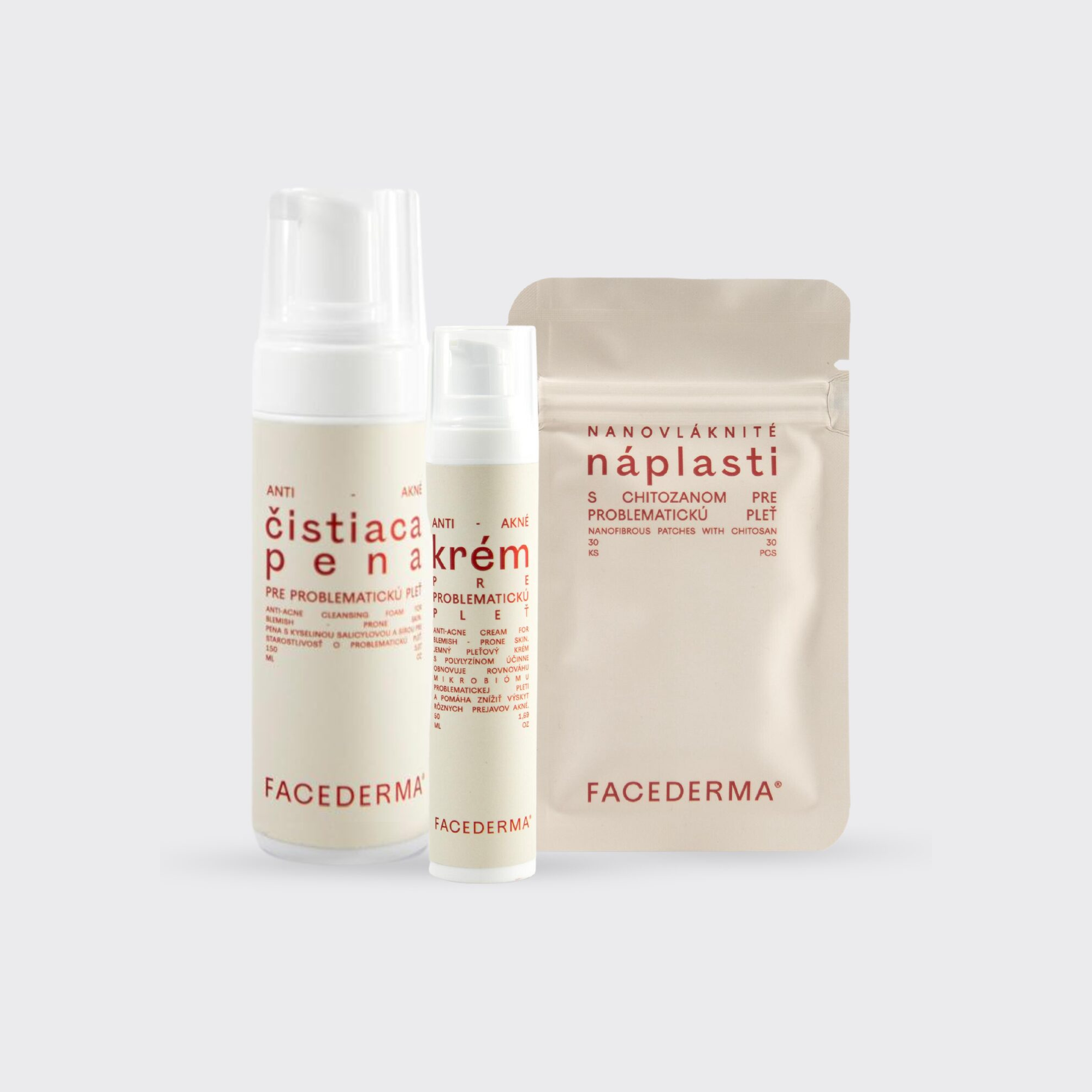 ANTI-AKNÉ SET pro problematickou pleť: Čistící pěna + krém + náplasti